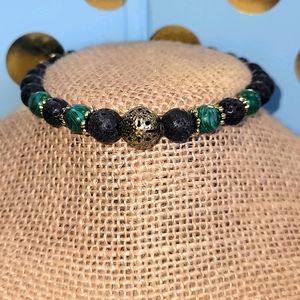 Malachite and Gold Aromatherapy Bracelet